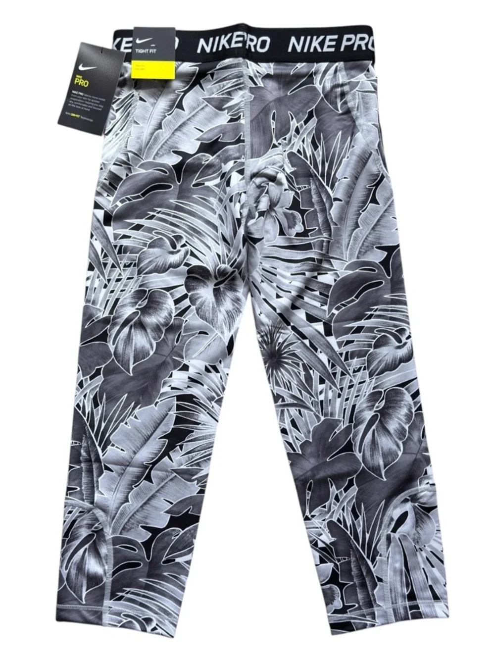 Nike Pro Dri-FIT Girls Large/Womens XXS Jungle Palm Print Leggings Tight NWT